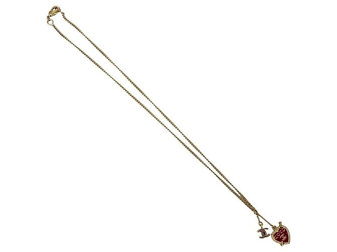 Collar de cadena con colgante de corazón Coco Mark de Chanel Roja Dorado - vista 5