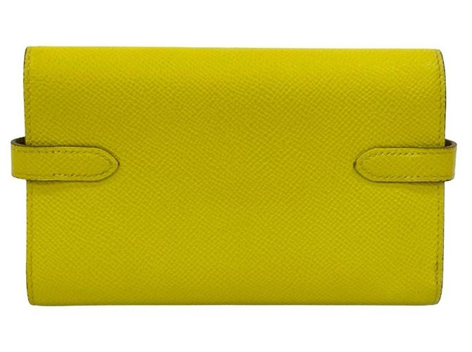 Cartera Bifold Compacta de Cuero Kelly de Hermès Amarillo - vista 2