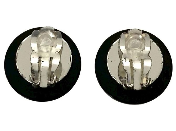 Orecchini in plastica placcata con motivo Coco Mark vintage di CHANEL Nero Argento - vista 5