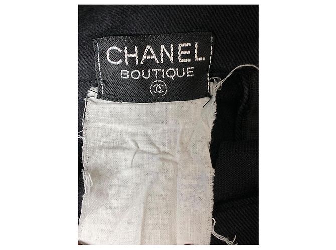 Chanel Schwarzer Canvas Bleistiftrock mit Hohem Bund XS - Ansicht 4