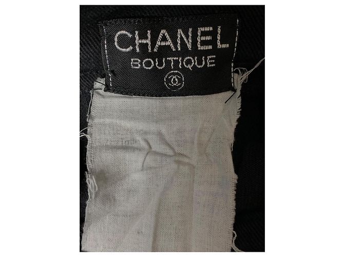 Chanel Schwarzer Canvas Bleistiftrock mit Hohem Bund XS - Ansicht 5