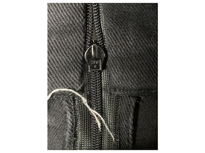 Chanel Schwarzer Canvas Bleistiftrock mit Hohem Bund XS - Ansicht 6