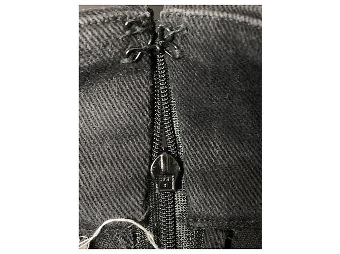 Chanel Schwarzer Canvas Bleistiftrock mit Hohem Bund XS - Ansicht 7