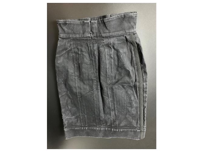 Chanel Schwarzer Canvas Bleistiftrock mit Hohem Bund XS - Ansicht 8