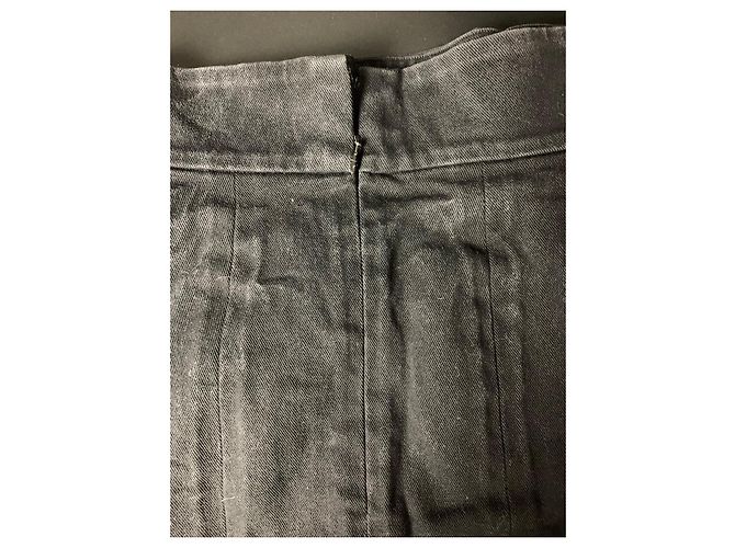 Chanel Schwarzer Canvas Bleistiftrock mit Hohem Bund XS - Ansicht 9