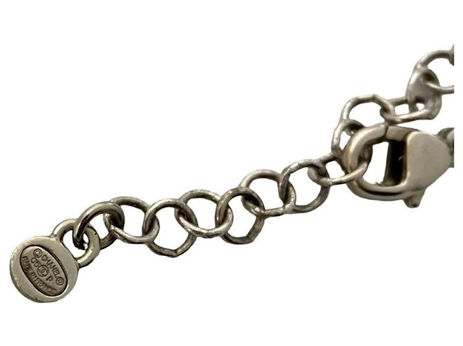 Halskette mit Metallkette und falschen Perlen Coco Mark von CHANEL Silber - Ansicht 2
