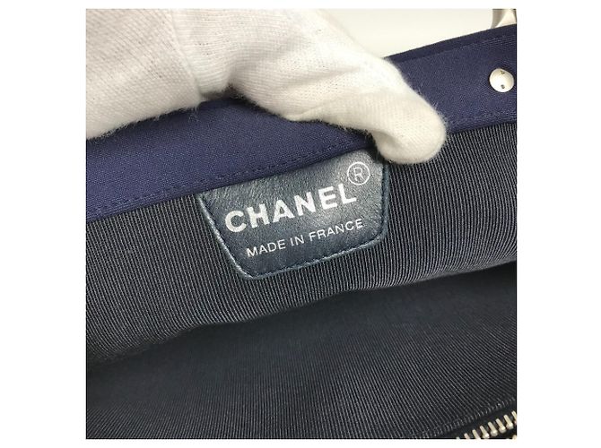 Chanel Navy Polyamid Tote-Handtasche Marineblau - Ansicht 14