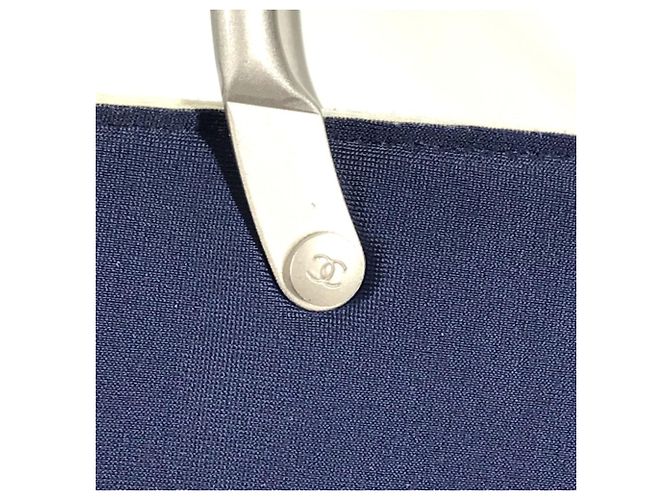 Chanel Navy Polyamid Tote-Handtasche Marineblau - Ansicht 17