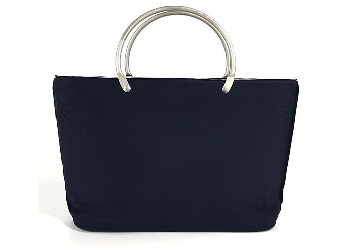 Chanel Navy Polyamid Tote-Handtasche Marineblau - Ansicht 2