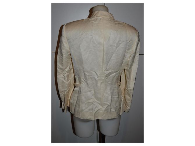 Versace Jacke Eggshell aus Seide und Leinen Größe 44 Aus weiß - Ansicht 3