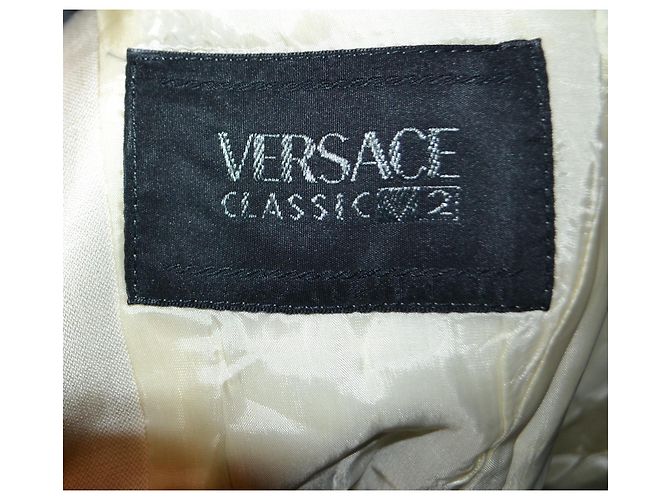 Versace Jacke Eggshell aus Seide und Leinen Größe 44 Aus weiß - Ansicht 4