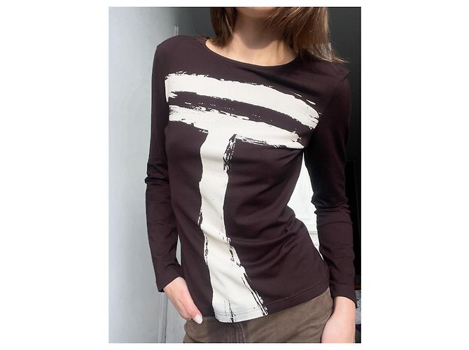Top de manga larga Thierry Mugler de Jersey Marrón Beige Castaño - vista 2