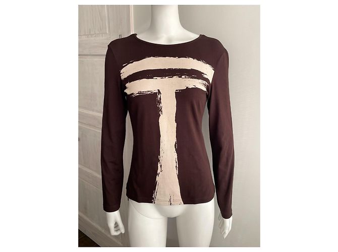 Top de manga larga Thierry Mugler de Jersey Marrón Beige Castaño - vista 3