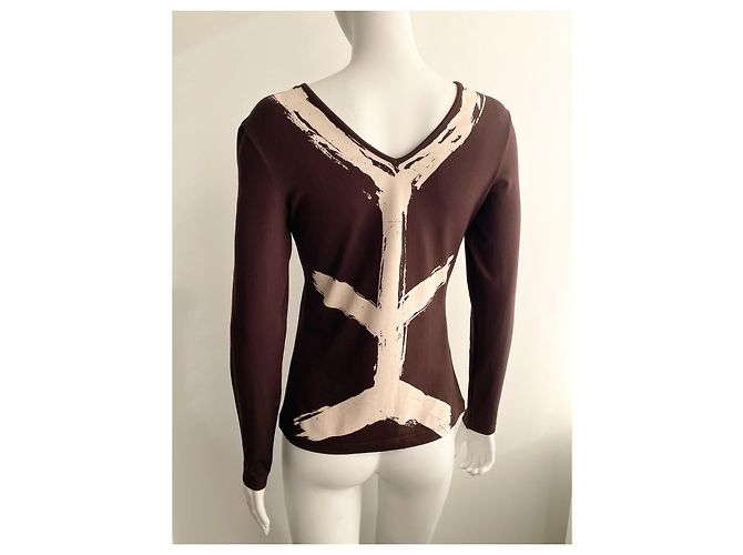 Top de manga larga Thierry Mugler de Jersey Marrón Beige Castaño - vista 5