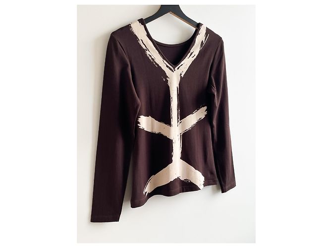 Top de manga larga Thierry Mugler de Jersey Marrón Beige Castaño - vista 7