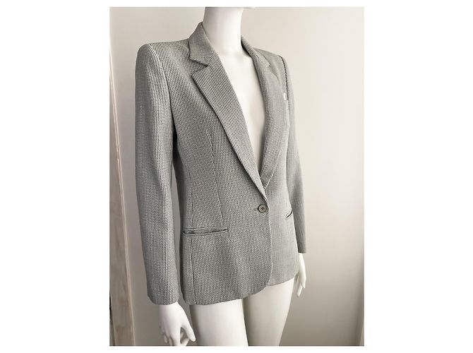 Blazer Valentino Garavani en laine pied de poule bleu clair Gris - vue 2