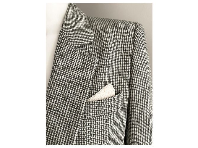 Blazer Valentino Garavani en laine pied de poule bleu clair Gris - vue 4