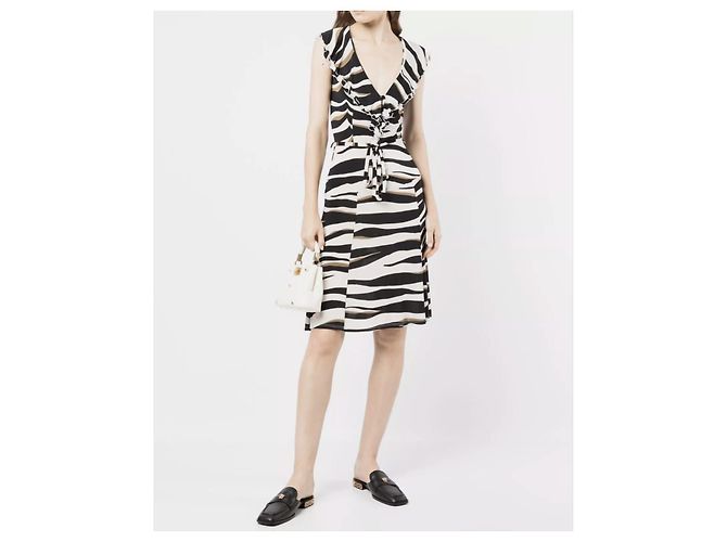 Valentino Garavani Kleid mit Zebra-Print Schwarz Weiß - Ansicht 2
