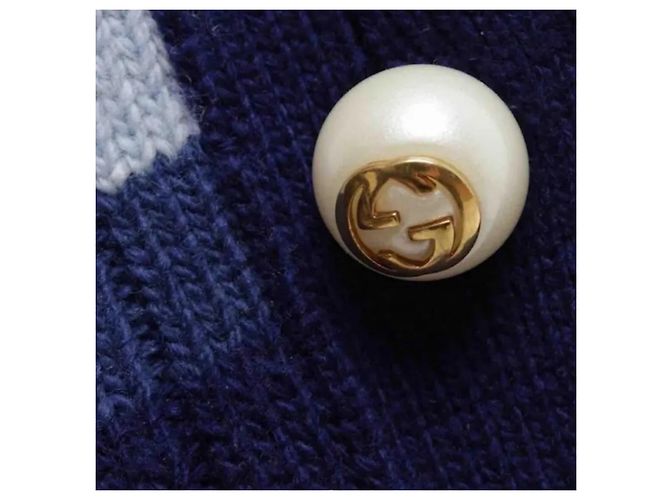 Gucci Gestreifte Strickjacke Blau Wolle - Ansicht 6