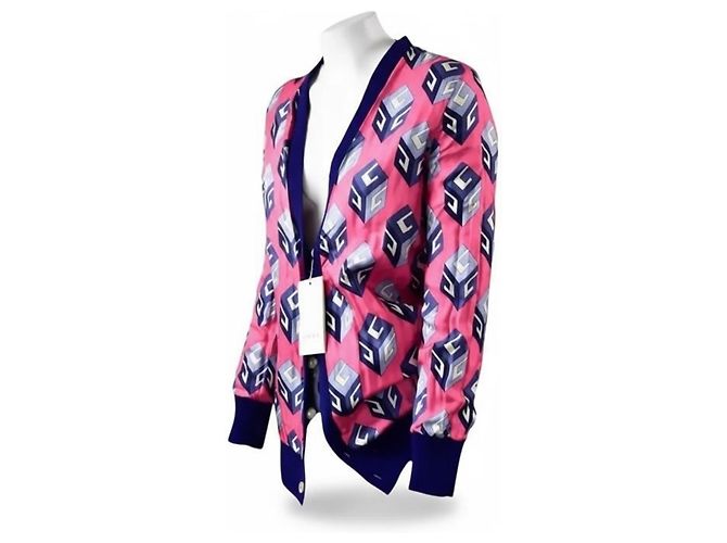 Gucci Gestreifte Strickjacke Blau Wolle - Ansicht 9