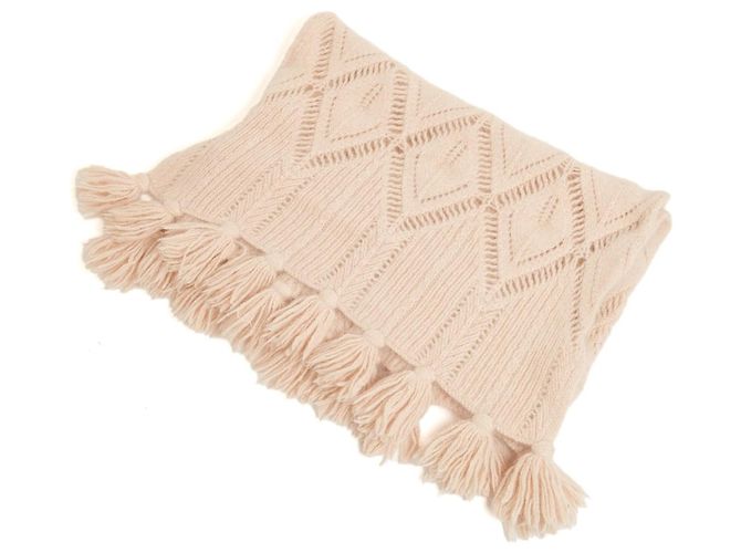 Christian Dior Kurze Große Babyrosa Wolle Pointelle Schal Pink - Ansicht 2