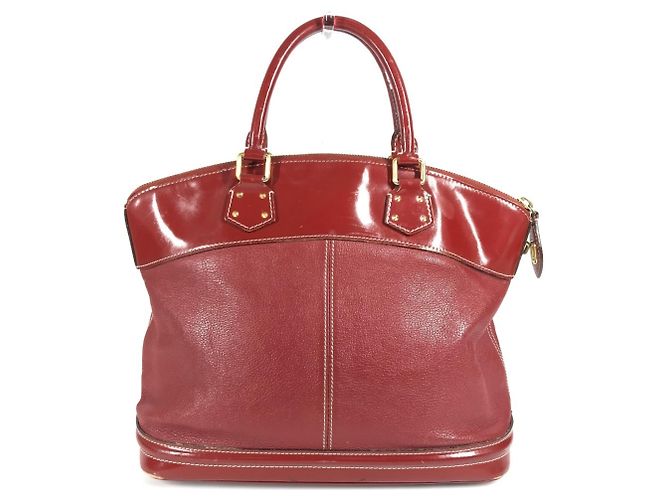 Borsa Tote Louis Vuitton Suhali Lockit MM in Rosso Tanami - vista 2