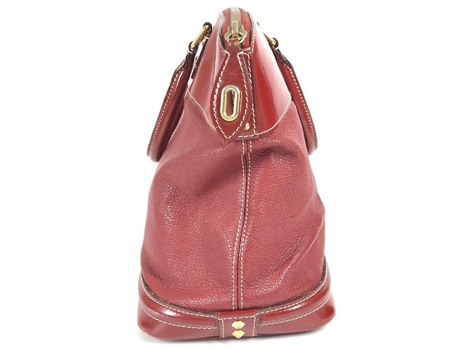 Borsa Tote Louis Vuitton Suhali Lockit MM in Rosso Tanami - vista 3