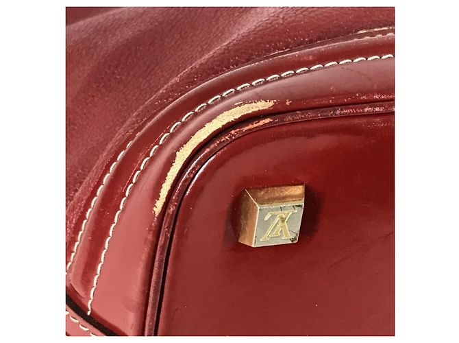 Borsa Tote Louis Vuitton Suhali Lockit MM in Rosso Tanami - vista 8