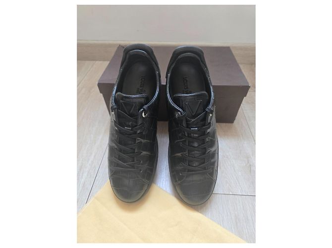 Sneaker Louis Vuitton Frontrow Pelle Coccodrillo Nera Nero - vista 11