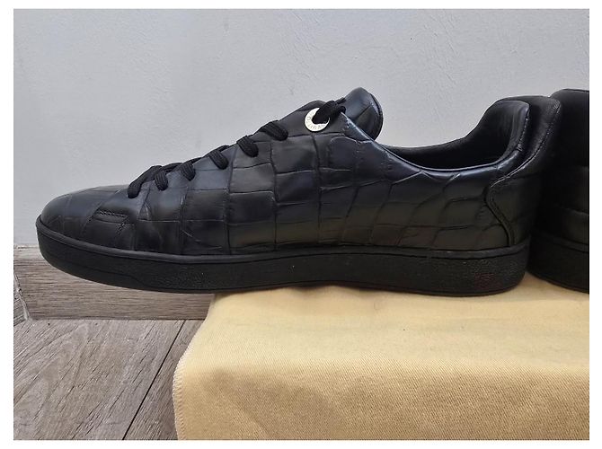 Sneaker Louis Vuitton Frontrow Pelle Coccodrillo Nera Nero - vista 14
