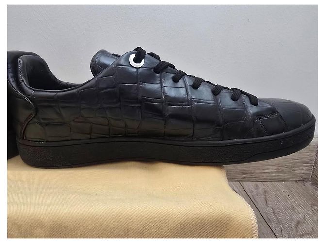 Sneaker Louis Vuitton Frontrow Pelle Coccodrillo Nera Nero - vista 15
