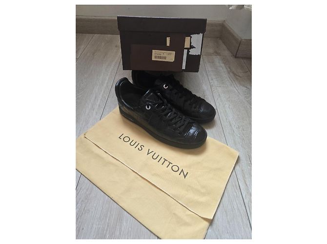 Sneaker Louis Vuitton Frontrow Pelle Coccodrillo Nera Nero - vista 4