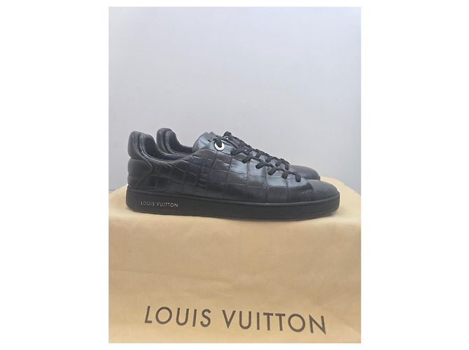 Sneaker Louis Vuitton Frontrow Pelle Coccodrillo Nera Nero - vista 6