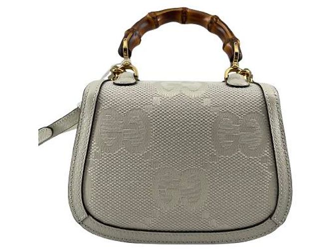 Gucci Vintage Convertible Bamboo Top Handle Leather Small - vista 2
