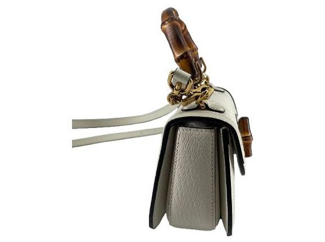 Gucci Vintage Convertible Bamboo Top Handle Leather Small - vista 3