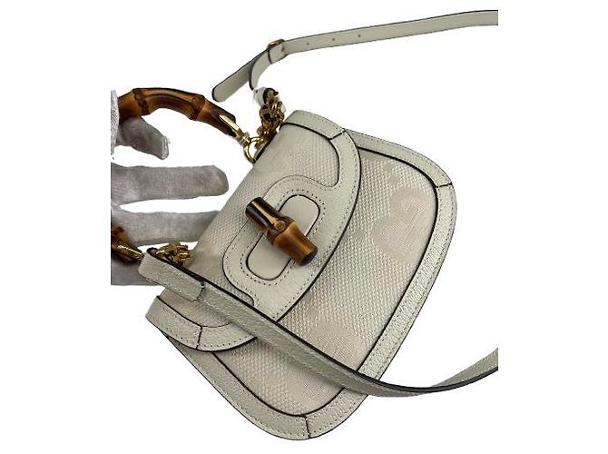 Gucci Vintage Convertible Bamboo Top Handle Leather Small - vista 4