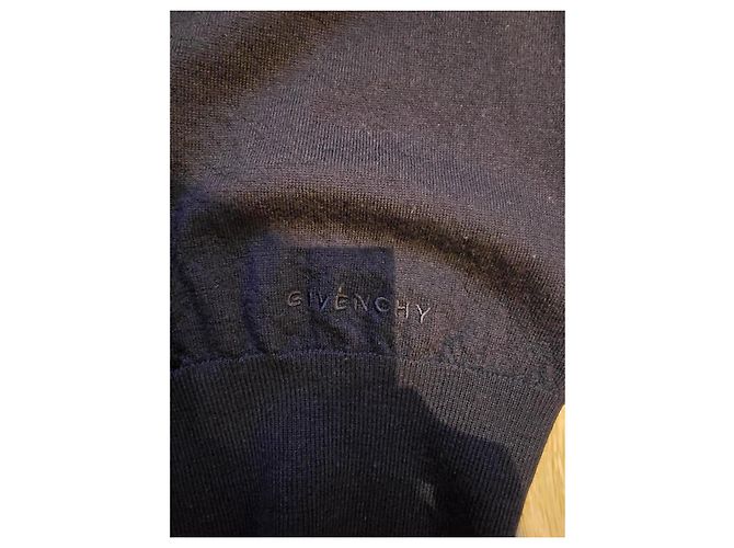 GIVENCHY Merinowoll Pullover Rundhals Marineblau 100% Wolle - Ansicht 6