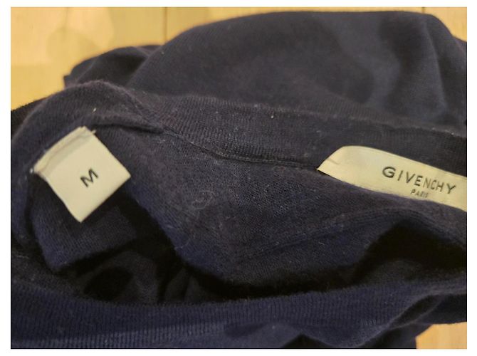 GIVENCHY Merinowoll Pullover Rundhals Marineblau 100% Wolle - Ansicht 8