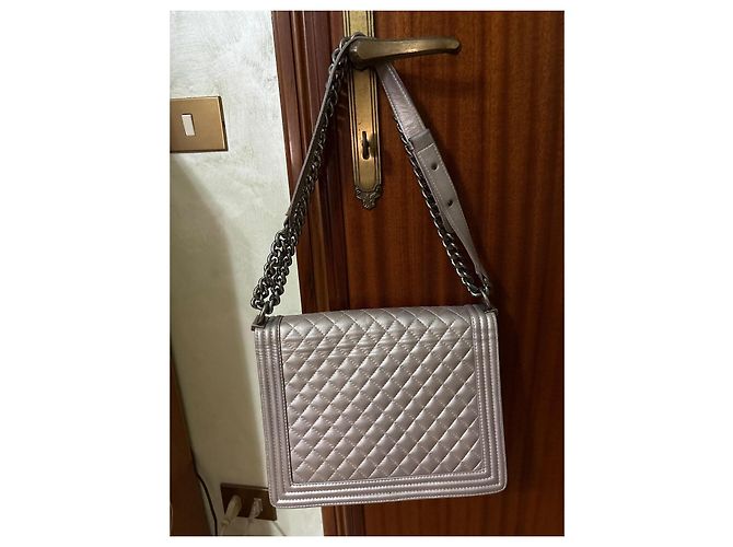 Borsa a mano Chanel in pelle argentata Argento - vista 3