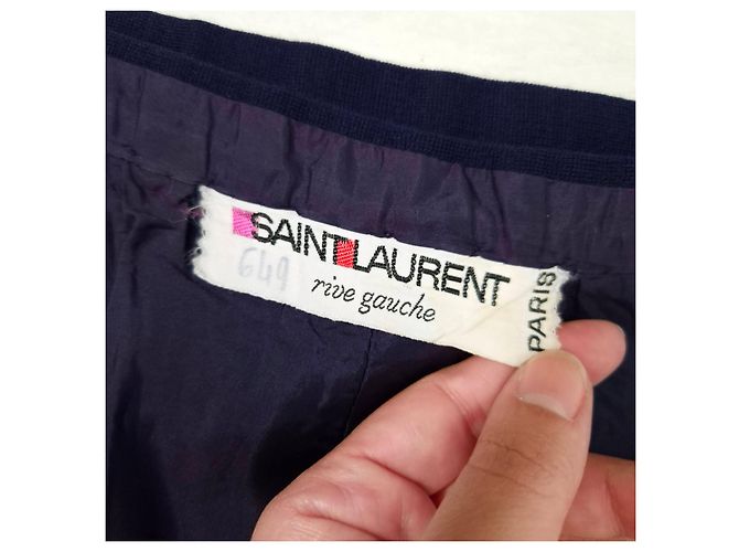 Yves Saint Laurent Falda azul de lana YSL Rive Gauche - vista 3