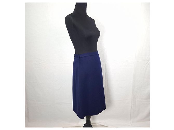 Yves Saint Laurent Falda azul de lana YSL Rive Gauche - vista 4