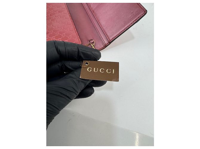 Cartera larga de cuero patentado Microguccissima rosa de Gucci - vista 11