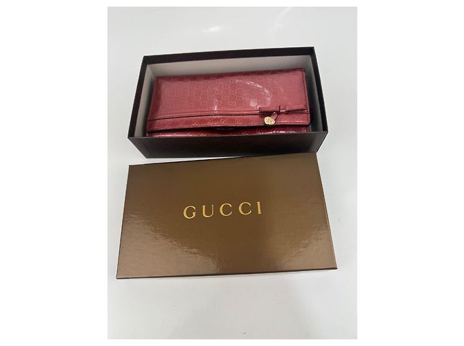 Cartera larga de cuero patentado Microguccissima rosa de Gucci - vista 14