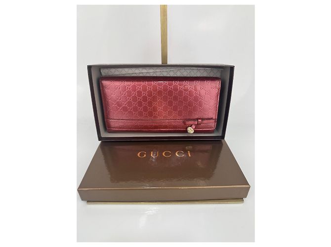 Cartera larga de cuero patentado Microguccissima rosa de Gucci - vista 2