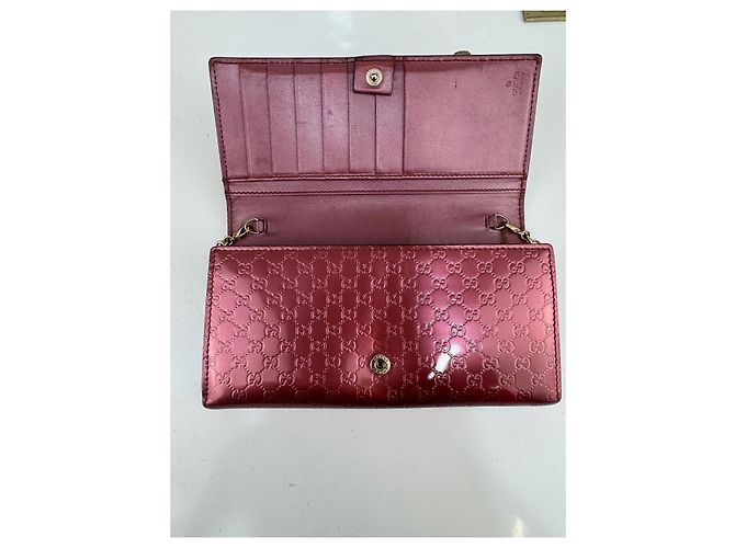 Cartera larga de cuero patentado Microguccissima rosa de Gucci - vista 8