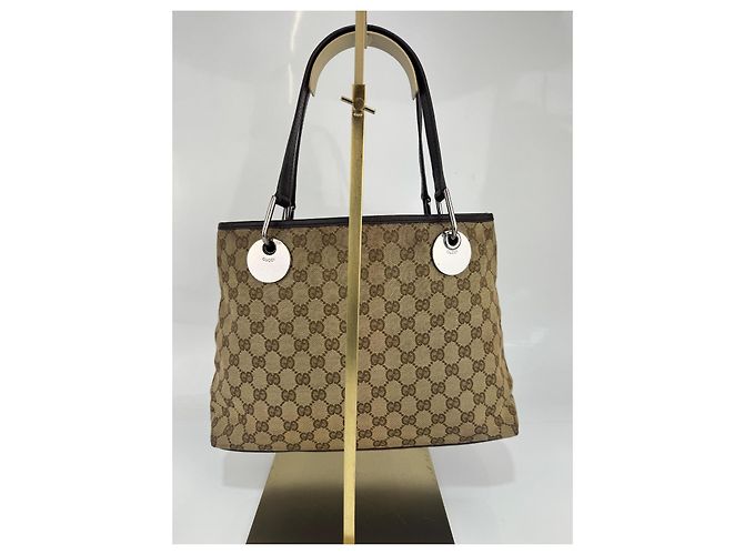 Borsa a spalla Gucci in tela / pelle marrone 276 - vista 3