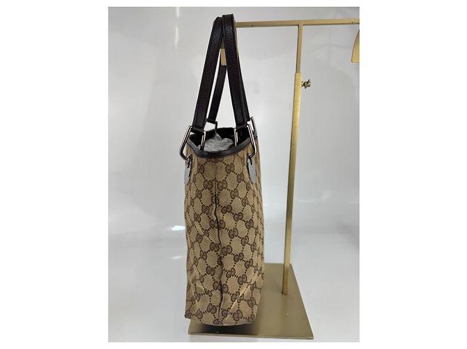 Borsa a spalla Gucci in tela / pelle marrone 276 - vista 4