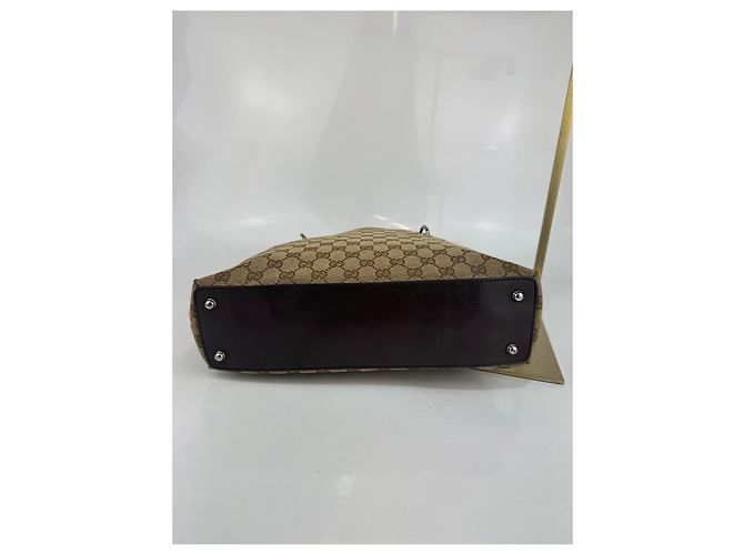 Borsa a spalla Gucci in tela / pelle marrone 276 - vista 5