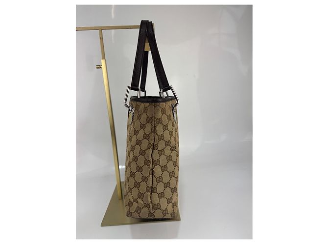 Borsa a spalla Gucci in tela / pelle marrone 276 - vista 6
