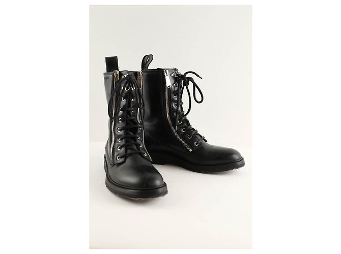 Balmain Schwarze Leder-Bikerstiefel - Ansicht 4
